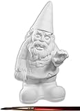 Zombie Gnome and Paintbrush Set - Paint Your Own Super Spooky Ceramic Keepsake