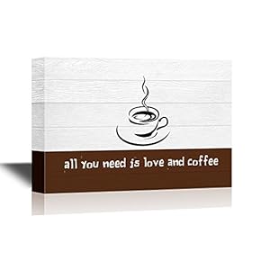 Canvas Wall Art - All You Need is Love and Coffee - Gallery Wrap Modern Home Art | Ready to Hang - 12x18 inches