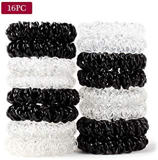 16Pcs Plastic Hair Ties Spiral Hair Ties No Crease Coil Hair Ties Ponytail Holder