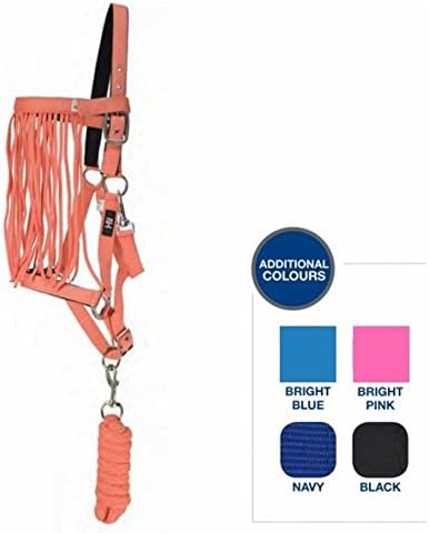 Hy Head Collar, Lead Rope & Fly Veil Set Orange Cob Horse Halters & Headcollars