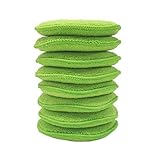 Polyte Microfiber Detailing Wax Applicator Pad, 8 Pack (Green, 5 in)
