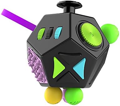 Keysco 12 Sides Novelty Toys, Holy Crystal Decompression Magic Cube For Fidget, Relieves Anxiety And Stress (Black 1)