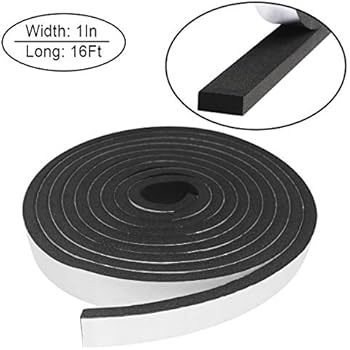 Foam Insulation Tape self Adhesive,Weather Stripping for Doors and Windows,Sound Proof soundproofing Door Seal,Weatherstrip,Cooling, Air Conditioning Seal Strip (1In x 3/8In x 16Ft, Black)