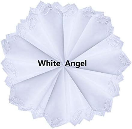 MileyMarlaCotton White Embroidery Womens Handkerchiefs Scalloped Edge Hankies