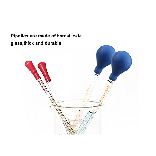 WeiMeet Thick Glass Graduated Dropper Pipettes with Silicone Rubber Caps Lab Chemistry Dropper Dispensing 1ml 2ml 5ml 10ml(4 Pack) - Thumbnail 3