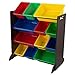 KidKraft Wooden Sort It & Store It Bin Unit with 12 Plastic Bins - Primary & Espresso, Gift for Ages 3+