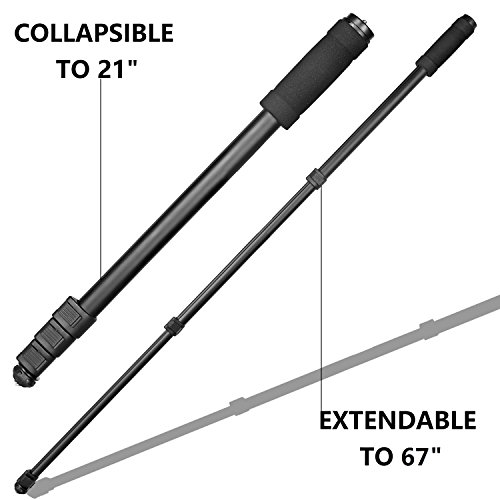 WAAO Professional Camera Aluminium Monopod, 67-Inch Lightweight Walking Trekking Sticks Flip Lock Travel Portable Monopod for DSLR Camera Camcorder Video Nikon Canon Sony …