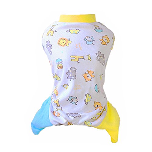 Zerotone 100% Cotton Soft Cartoon Animaux Pajamas Jumpsuit for Small Pet Dog Cat 2 Colors XS-XL