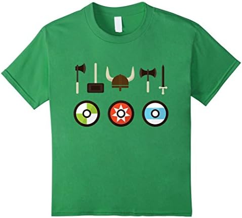 Kids Cute Vikings weapons t-shirt 6 Grass