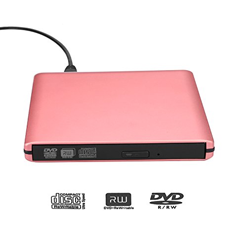 ZSMJ USB3.0 Ultra Slim Portable DVD CD Drive Read writer Burner,External DVD Optical Drive CD - RW DVD - RW Superdrive for Apple Mac Macbook Pro and laptop (Pink)