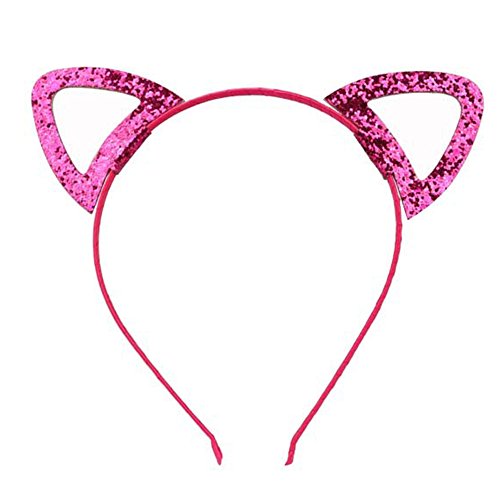 Ztl Glitter Cat Ears Headband Baby Girls Sequin Hairband Costume Party Hair Hoop