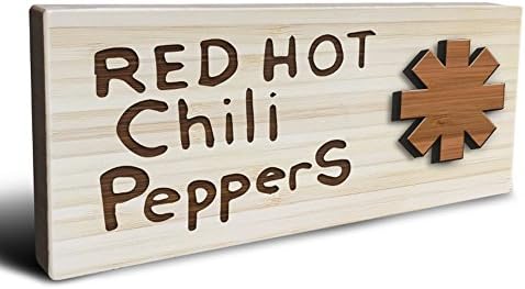 RHCP - Mini Desk Decor - Fan Art Bamboo Home Decoration - Perfect Gift Idea for Red Hot Chili Peppers Fans - 8" x 4"