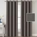 H.VERSAILTEX Linen Blackout Curtains 108 Inches Long for Bedroom/Living Room Thermal Insulated Grommet Curtains Primitive Textured Linen Burlap Effect Window Draperies 2 Panels - Heather Taupe Gray