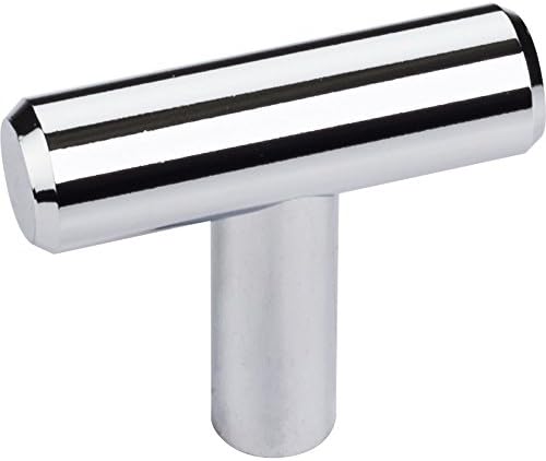 Hardware Resources - Jeffrey Alexander 40mm Overall Length ''T'' Cabinet Knob with Beveled Ends. 7/16'' Diameter. Packaged with one 8/32'' x 1'' screw. Finish: Polished Chrome.