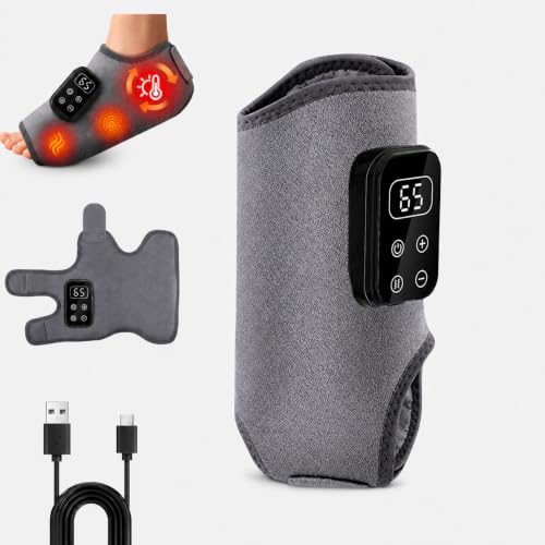 Fussmassagegerät, kabelloses elektrisches Fußmassagegerät für Schmerzlinderung & Durchblutung, 3-in-1 Triple Therapy Foot Massager mit 2000mAh Akku, 6 Heizstufen bis 65°C, Gesundheit Geschenk,grau