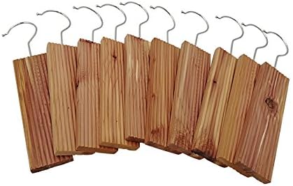 Opulic Red Cedar Blocks with Detachable Metal Hooks - Set of 10 Large Hanging Cedar Wood Blocks, A Natural Pest and Moth Repellent for Wardrobe, Closets and Drawers, Providing Protection for Clothes