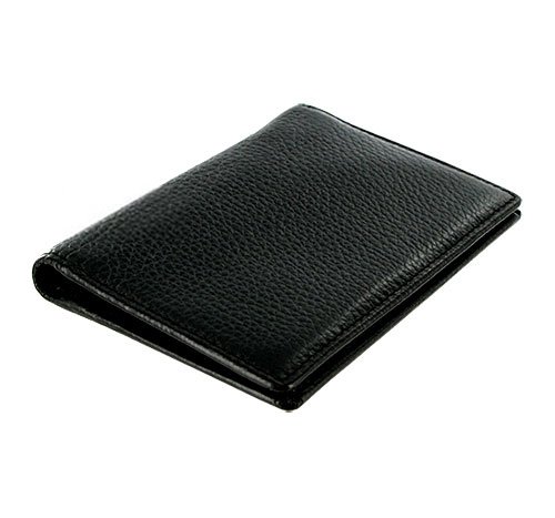 MW580BK 3" x 4" Mens Leather Credit Card Holder Black Wallet