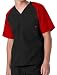 Wink 'Men's Raglan Block 5 Pocket Top' Scrub Top Black/Red X-Large