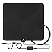 Digital TV Antenna, Paxcess HD TV Antenna Indoor Amplified Flat TV Antenna, Leaf Antenna 50 Miles Range with Signal Amplifier Booster, USB Power Supply, 16.5ft Coax Cable for Local Free TV (Black)