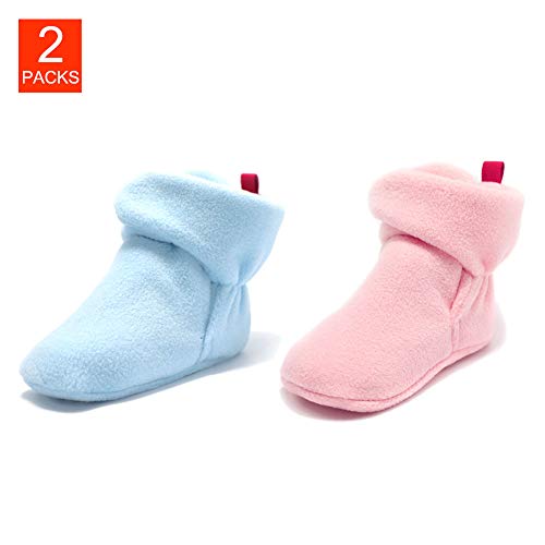 SENFI Baby Booties Cozy Fleece Non Skid Sock Shoe,BDX-bp-11-2.pack