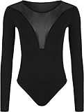 WearAll Women's Plain Mesh Long Sleeve Bodysuit