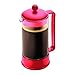 Bodum 34 oz Brazil French Press Coffee Maker, High-Heat Borosilicate Glass, Red - Made in Portugal