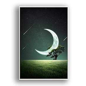 Framed Canvas Wall Art for Living Room, Bedroom Moon with Bright Canvas Prints for Modern Home Decoration Ready to Hang - 16"x24" inches