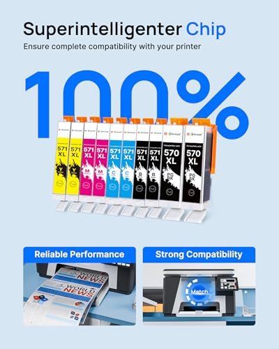 GPC Image 570 571 XL Compatible Ink Cartridge for Canon 571 PGI-570 CLI-571XL for Canon MG5750 TS5055 for PIXMA TS5050 TS5053 MG6852 MG6850 MG5700 MG5752 MG5753 (20 Pack) Pack)