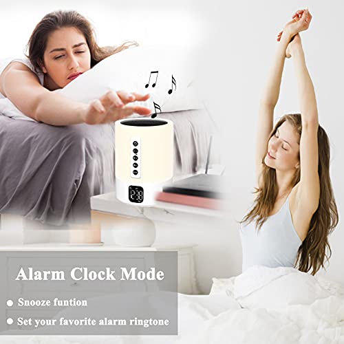 Night Light Bluetooth Speaker, White Noise Machine, Touch Bedside Lamp with Alarm Clock for Kids, Multi-Color Bedroom Table Lamp Xmas gifts for her Gifts for Teenage Girls Boys Teens Women Boyfriend