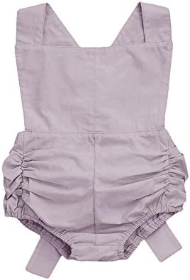 Carolui Baby Girls Cute Jumpsuit,Toddler Newborn Solid Backless Strap Bowknot Romper Outfits