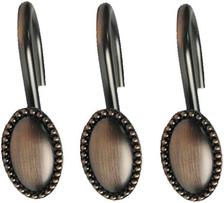 Love Creative Glide Shower Curtain Ring Hook Oil Rubbed Bronze Shower Rings for Bathroom Shower Rods Set of 12 Hooks