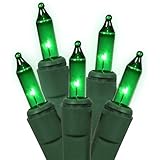 Prestige Glass Art2.5 Volt Replacement Christmas Mini Lights - 100 Green Light Bulbs - Green Base