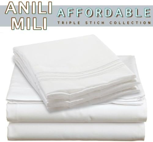 Anili Mili's Triple Stitch Embroidery Affordable 4 PC Bed Sheet Set - King Size, White