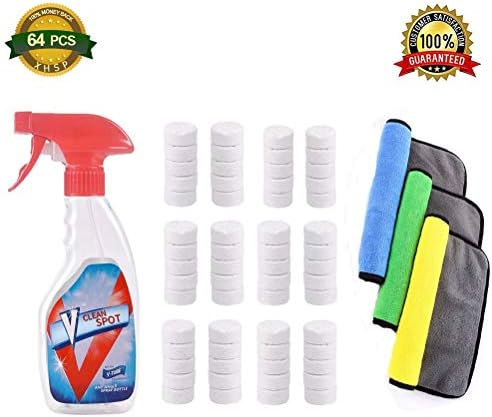 64 Pcs Multi Functional Effervescent Spray Cleaner Set With A Spray Bottle 3 Pack Cleaning Cloths - All Purpose Home Cleaning Effervescent Spray Cleaner (60pcs with a bottle 3 Pack Cleaning Cloths)