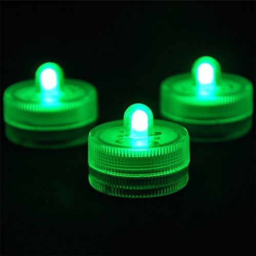 Dealetech 10pcs Waterproof Wedding Party Underwater Submersible LED Battery Sub Candles Lights (Green)