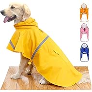HAPEE Dog Raincoats for Large Dogs with Reflective Strip Hoodie,Rain Poncho Jacket for Dogs