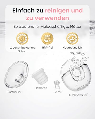 Nuliie Breast Pump Electric Portable S32, Electric Breast Pump Hands-Free 4 Modes 9 Levels with 13/15/17/19/21/24 mm Comfortable Flange, Private, with Replacement Accessories Included (2 Packs, White)