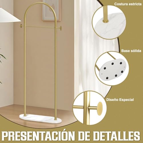 STAZWOUZZ Perchero Moderno Dorado Con Base de Mármol, Perchero Dorado, Soporte para Perchero para Entrada, Perchero para Colgar Sombreros con Base de Mármol ﻿