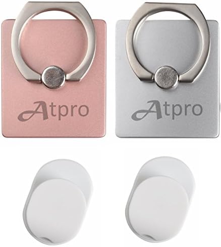 2Pcs Universal Smartphone Metal Phone Ring Holder Ring Kickstand Finger Loop Detachable Mobile Stand Holder (Pink/Silver)