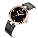 ETEVON Women's Casual Crystal Quartz Leather Watch with Black Dial and Rose Gold Stainless Steel Case, Simple Dress Wrist Watches for Women Ladies