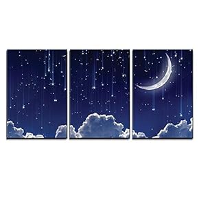 Crescent Moon with Bright Falling Stars Above The...