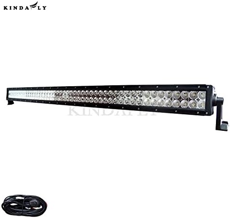 KINDAFLY 52" CREE IP68 500W 47500LM Curved LED Light Bar with WIring Harness Spot Flood Combo Fog Light Working Light Fully High Beam for ATV CRV Boat Car Auto