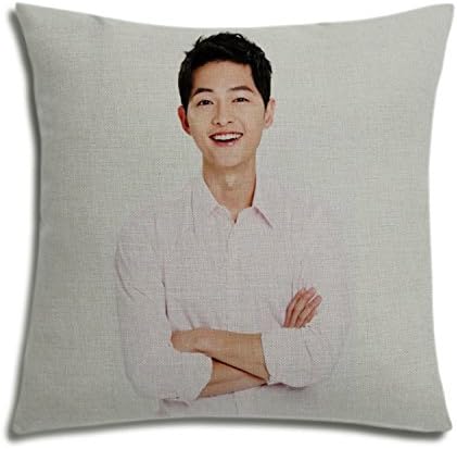Miss Mango Song Joong Ki Figure Actor Handsome Boy Cotton Linen Square Throw Pillow Case Decorative as Cover Pillowcase for Sofa 18 "X 18" Unknown Binding