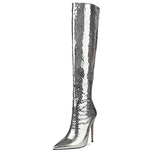 415o4IwZCLL Invierno Botas sobre La Rodilla, La Astilla De Piel De Serpiente Punta Estrecha Cremallera Estilete Atractivo Botas… Invierno Botas sobre La Rodilla, La Astilla De Piel De Serpiente Punta Estrecha Cremallera Estilete Atractivo Botas…