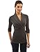 PattyBoutik Women Shawl Collar Pleated Detail Blouse (Dark Heather Gray Medium)
