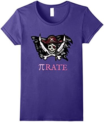 Womens PI rate / Pirate Funny T-Shirt Cool Math Geek Nerd Gift Large Purple
