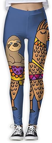 Womens Popular Cool Sloth Riding Llama Stretch Yoga Leggings Pants Gym Capri