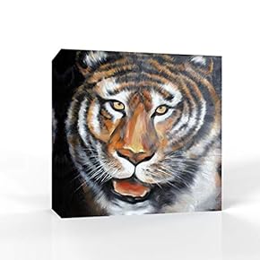 Canvas Wall Art Brave Tiger Artwork Pictures Home Wall Decorations for Bedroom Living Room Paintings Canvas Prints Framed - 12x12 inches