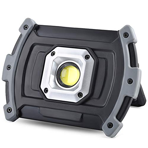 Illushine LED Work Light, 10W 1500 Lumen Rechargeable Work Lights, Portable COB Flood Lights, Waterproof LED Floodlight for Job Site Lighting, Emergency Car Repairing, Camping Hiking