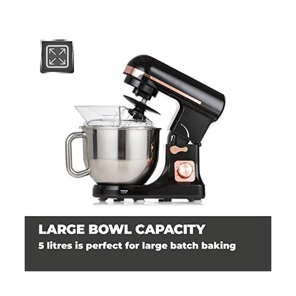 Tower T12033RG 3-in-1 5L Stand Mixer with 6 Speeds and Pulse Setting, 1000W, Rose Gold